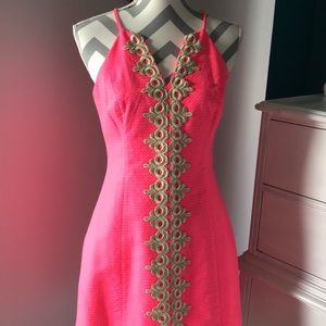 Lilly Pulitzer Pink Mini Dress with Gold Accents